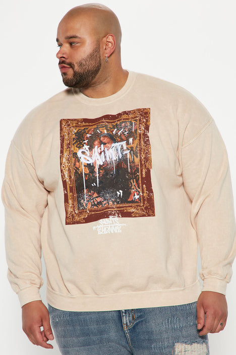 Saint Graffiti Embroidered Crewneck Sweatshirt - Sand, Fashion Nova, Mens  Fleece Tops