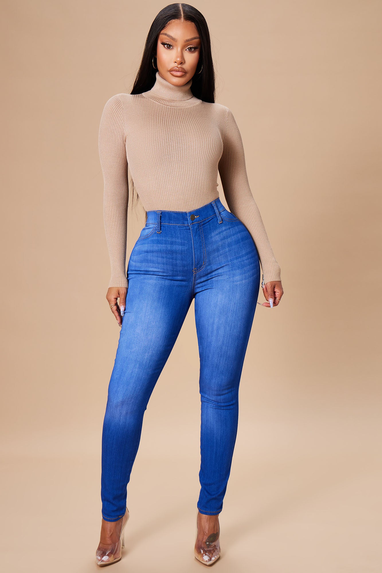 Emma Super Stretch High Rise Skinny Jean - Blue, Fashion Nova, Jeans