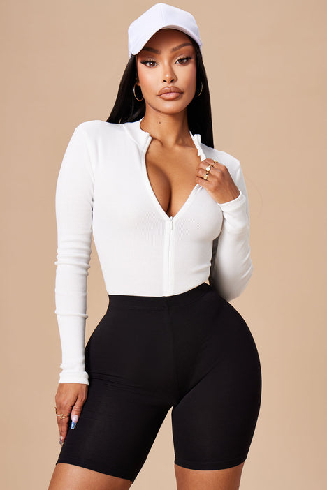White zip bodysuit hotsell