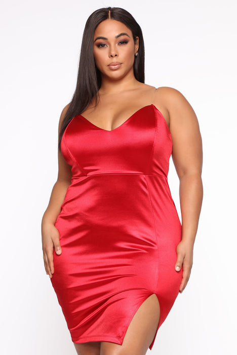 Fashion nova plus size red dress clearance