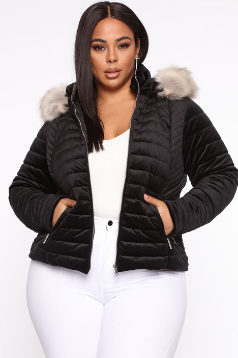 Always Ready Velvet Puffer Jacket Black Fashion Nova Jackets