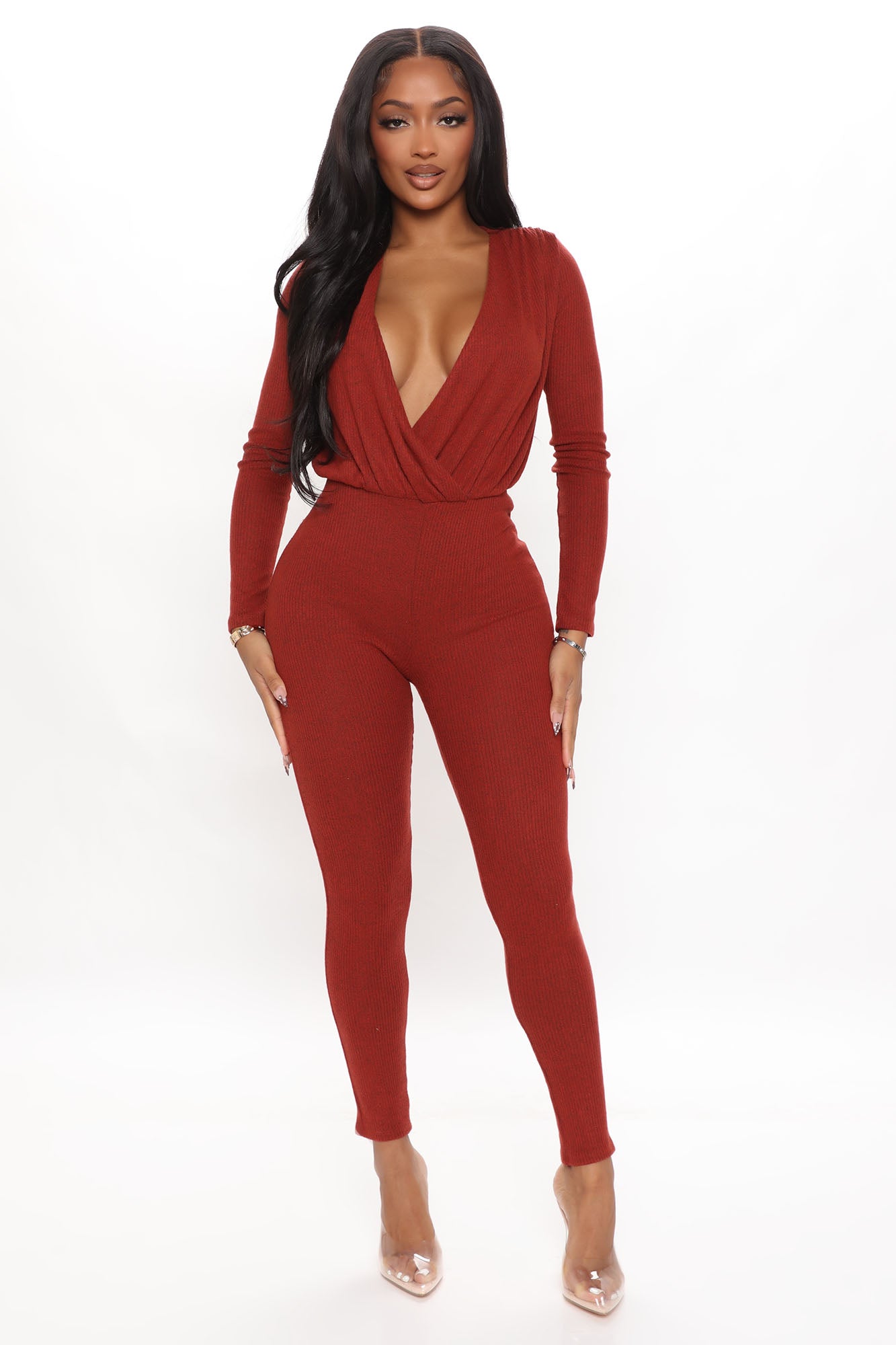 Keeping Things Casual Jumpsuit Brick Red