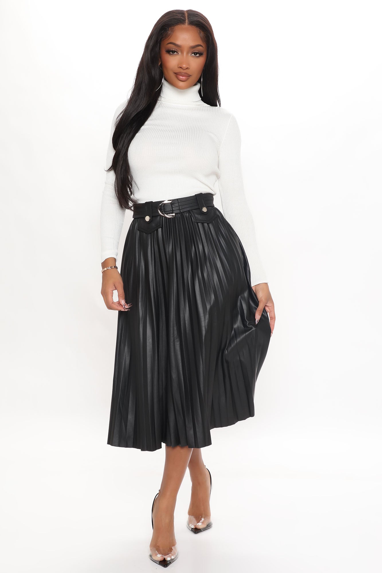 Mariska faux leather midi skirt store