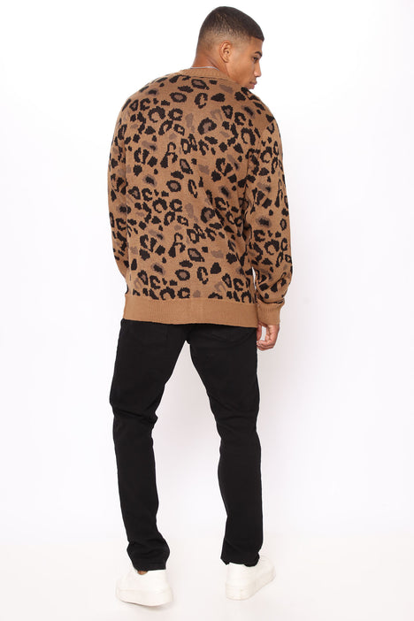 Cheetah Print Cardigan Tan