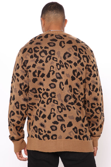 Cheetah Print Cardigan Tan