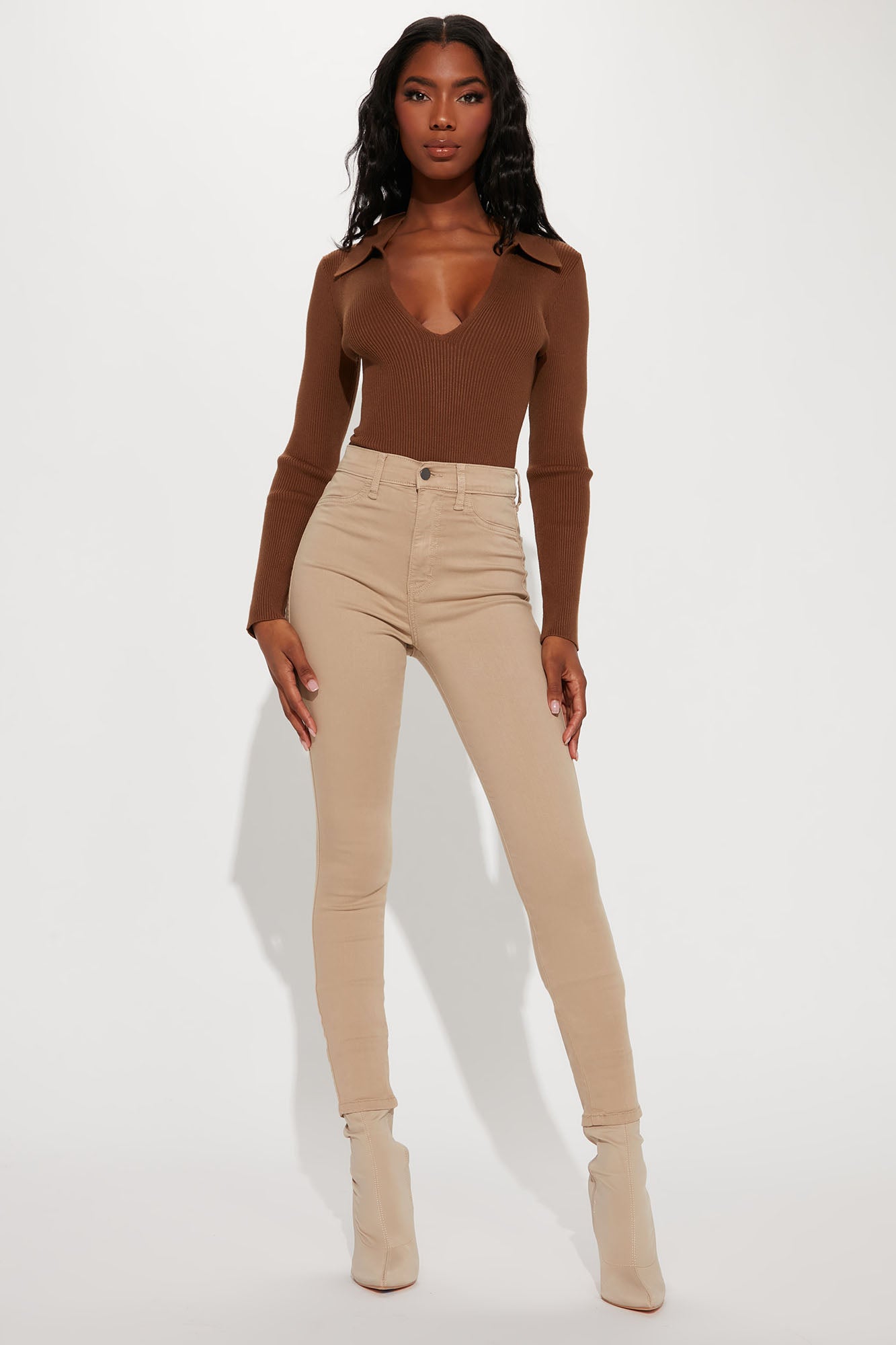 Stylish Khaki High Waist Pants