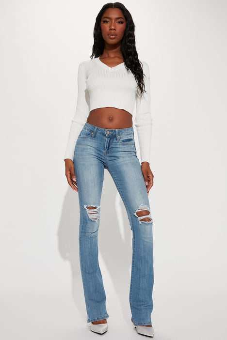 Distressed bootcut sales jeans womens