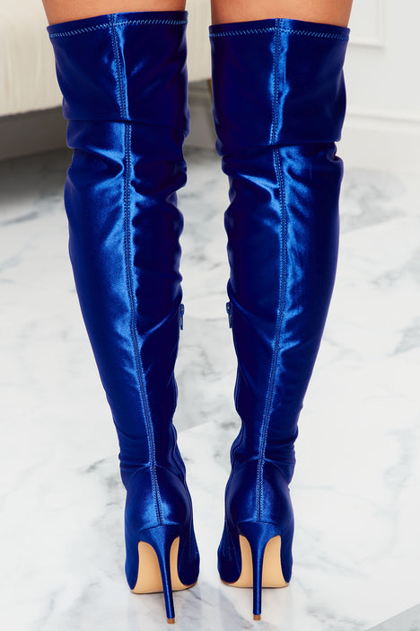 Royal blue thigh boots sale