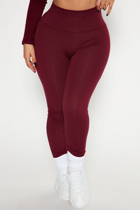 Running Around High Rise Legging Burgundy Fashion Nova