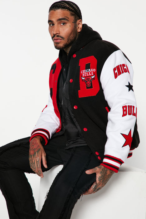 Chicago Bulls Varsity Jacket - Black/Red, Fashion Nova, Mens Jackets