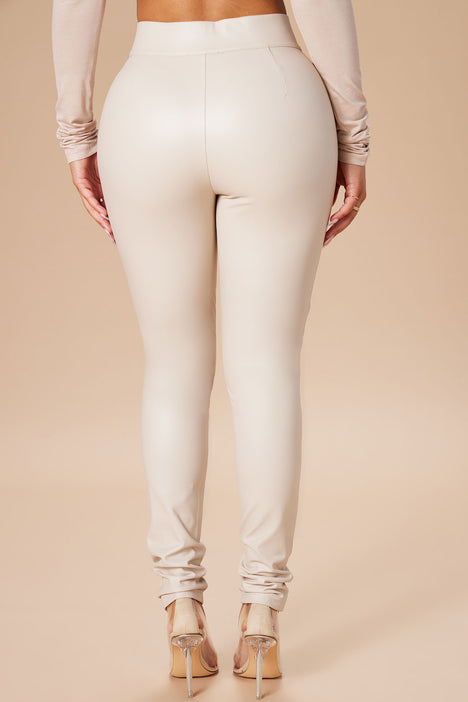 Cream online leather leggings
