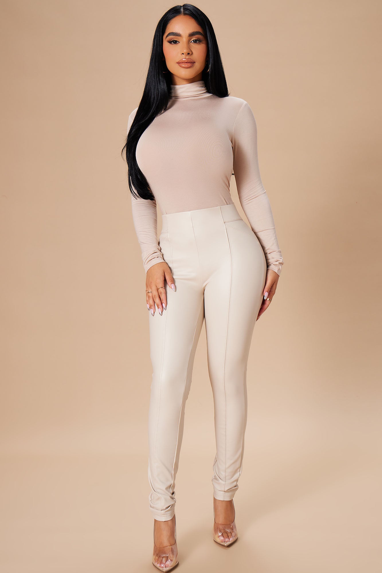All Eyes On You Faux Leather Leggings - Ivory