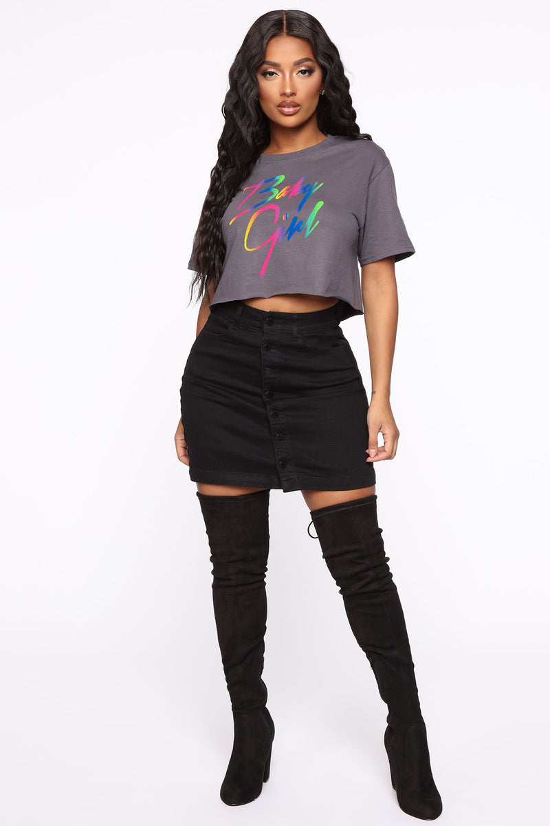Don't Call Me Baby Crop Top - Charcoal | Fashion Nova, Screens Tops and ...