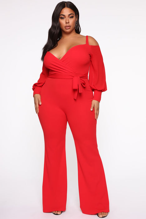 Falling For Your Charm Jumpsuit - Red
