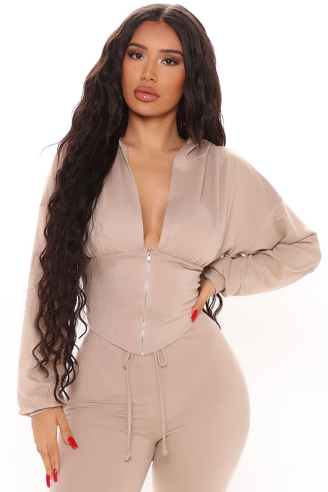 Better Than Ever Hoodie Set Taupe