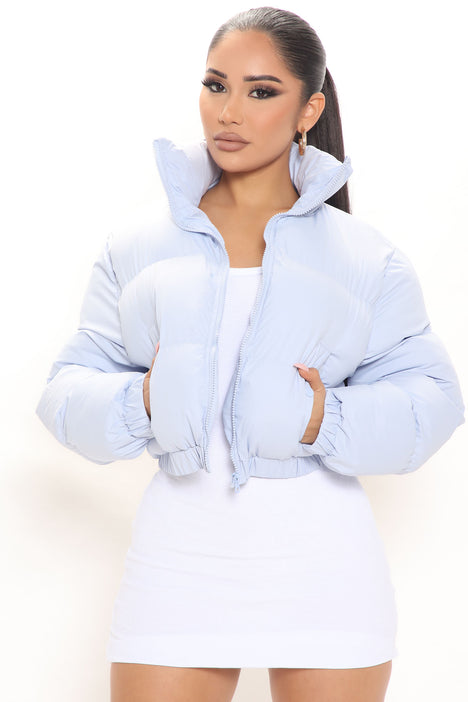 Blue cropped clearance puffer