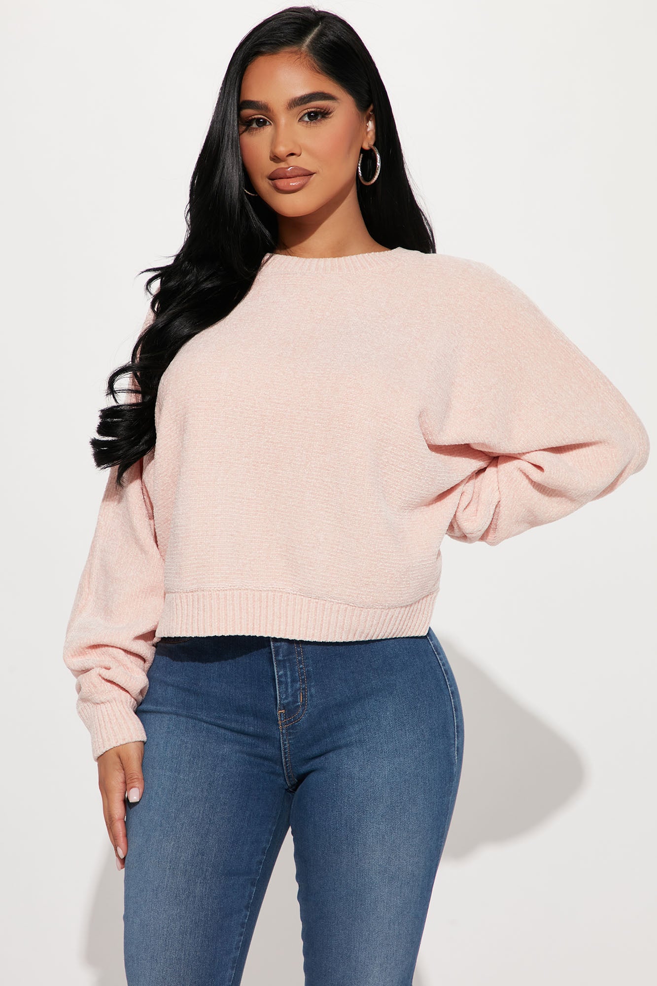 Time Flies Chenille Sweater Blush