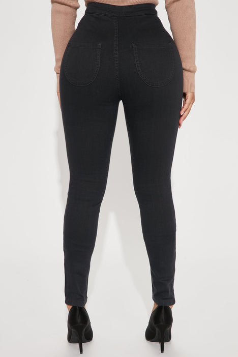 Petite Super High Waist Denim Skinnies Black Fashion Nova