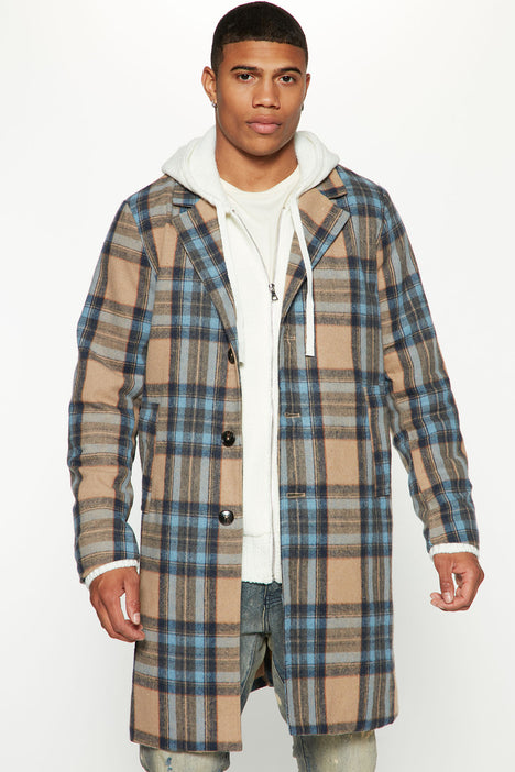 Mens plaid outlet topcoat