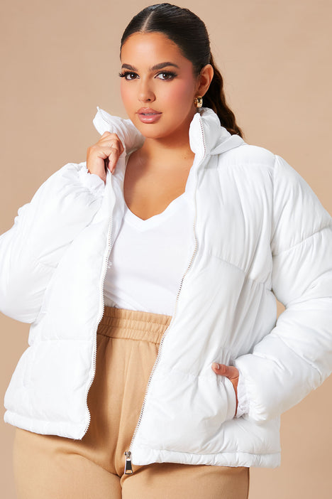Plus size white puffer jacket store