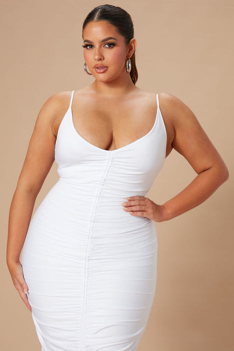 Shanghai ruched shop dress white