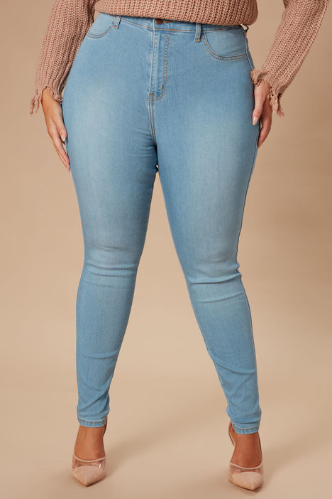 Classic High Waist Skinny Jeans - Light Blue Wash