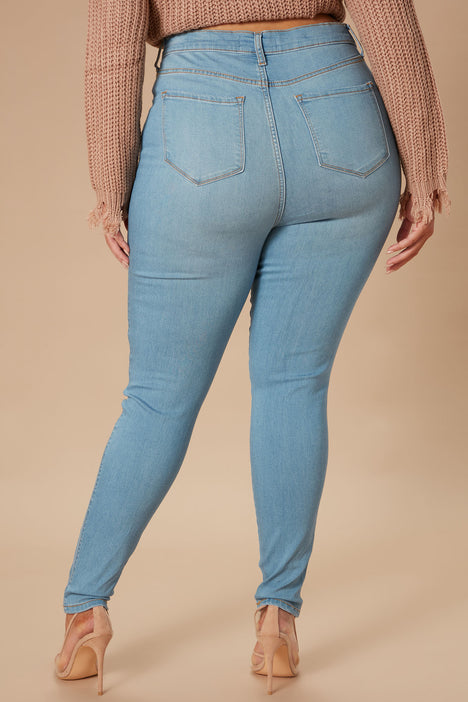 Classic High Waist Skinny Jeans - Light Blue Wash