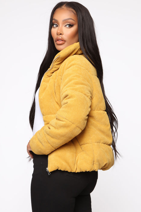 Puffer jacket sale mustard yellow