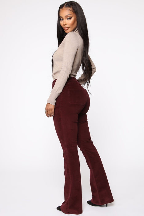 Maroon flare pants hot sale