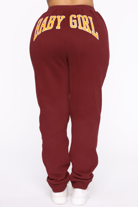 Ladies Burgundy Sweatpants – #NoFuchsGiven