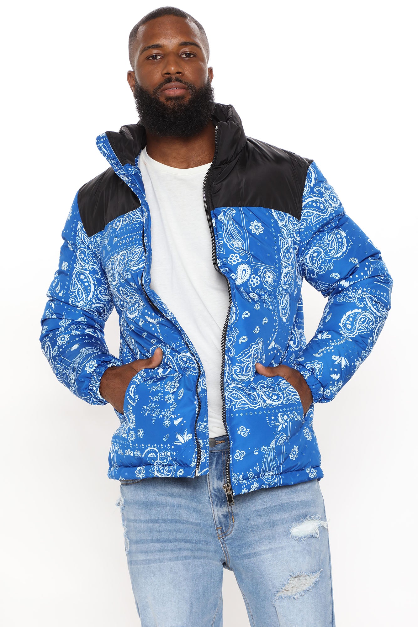 Blue hot sale paisley jacket