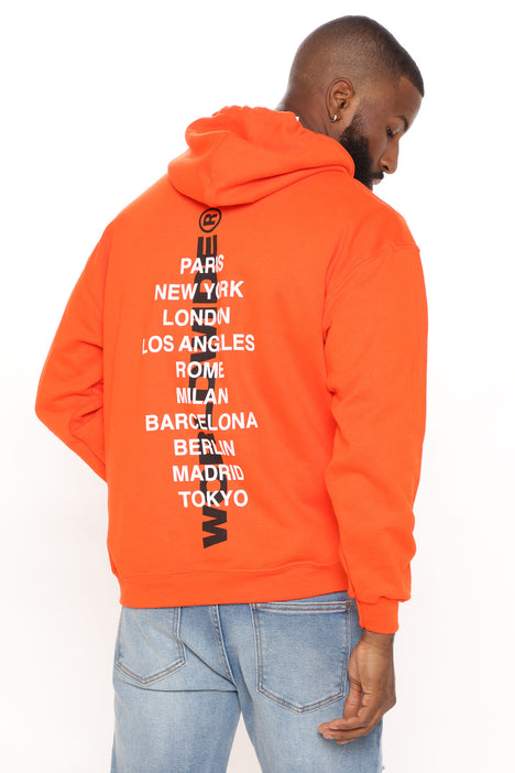 Worldwide Hoodie Orange Fashion Nova Mens Graphic Tees