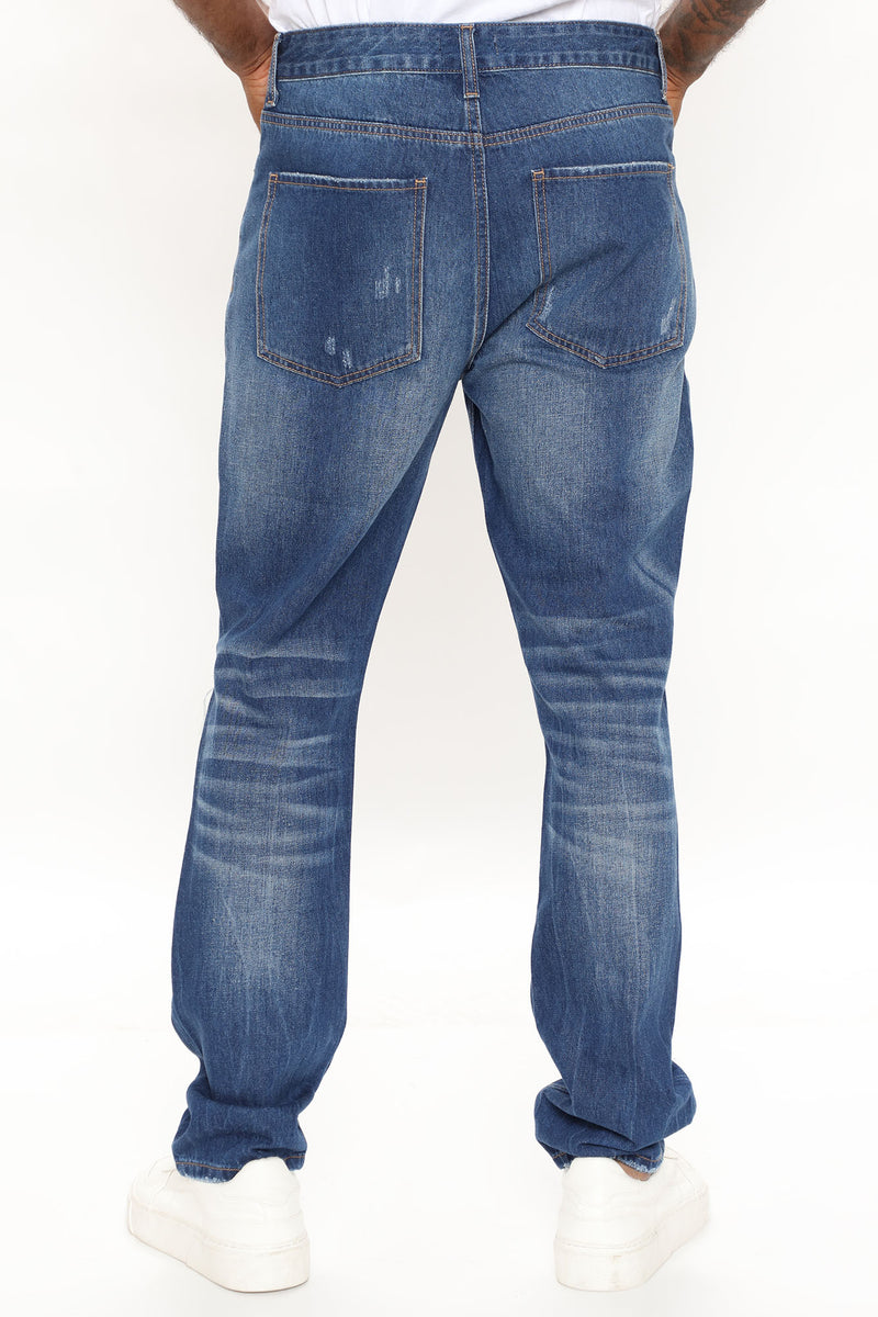 Surface Ripped Straight Jeans - Medium Wash | Fashion Nova, Mens Jeans ...
