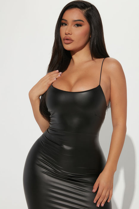 Faedra Faux Leather Mini Dress Black Fashion Nova Dresses