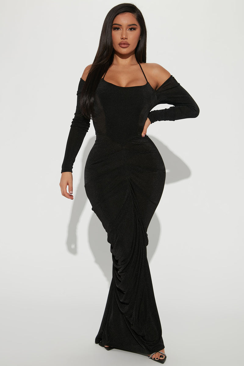 Drop A Check Slinky Maxi Dress - Black | Fashion Nova, Dresses ...