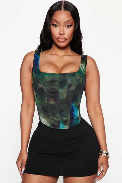 Search For Me Mesh Corset Top - Green/combo, Fashion Nova, Shirts &  Blouses