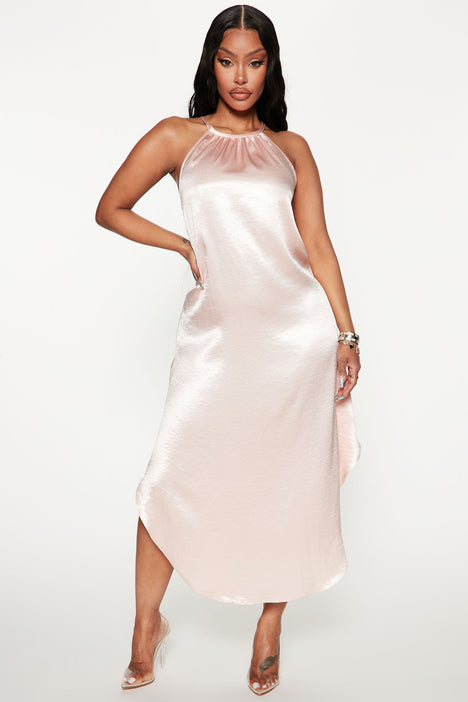 Porchia Satin Midi Dress Blush Fashion Nova Dresses Fashion