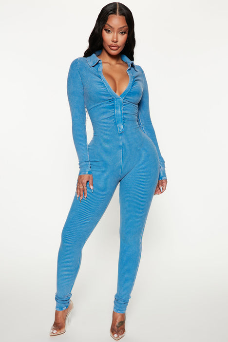 Fashion nova blue jumpsuit clearance