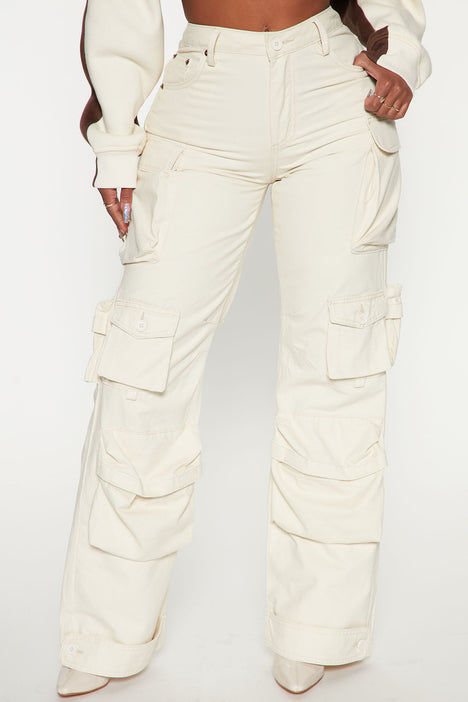 Ivory Cargo Wide Leg Trousers - Women's Trousers