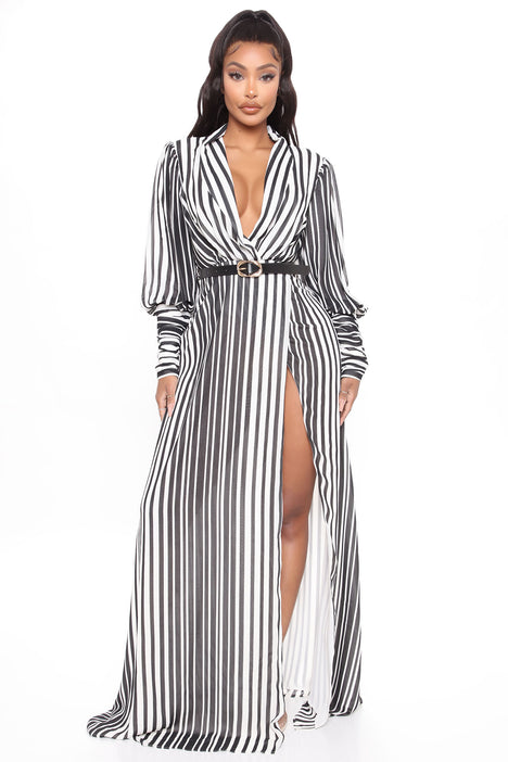 Nora Striped Maxi Dress Black White Fashion Nova Dresses