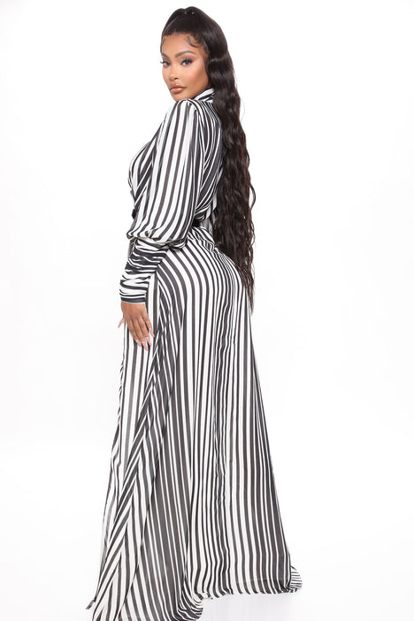 Black and white store striped dress fashion nova