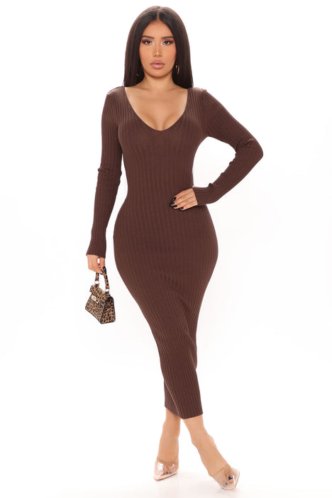 Brown cheap knit dress
