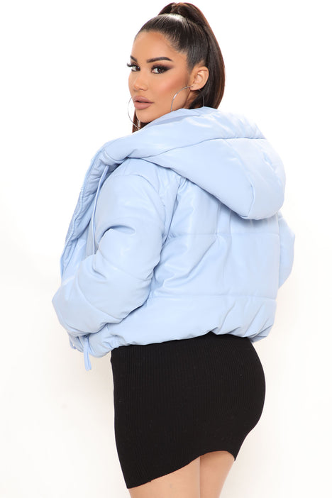 fashion finds faux leather puffer jacket