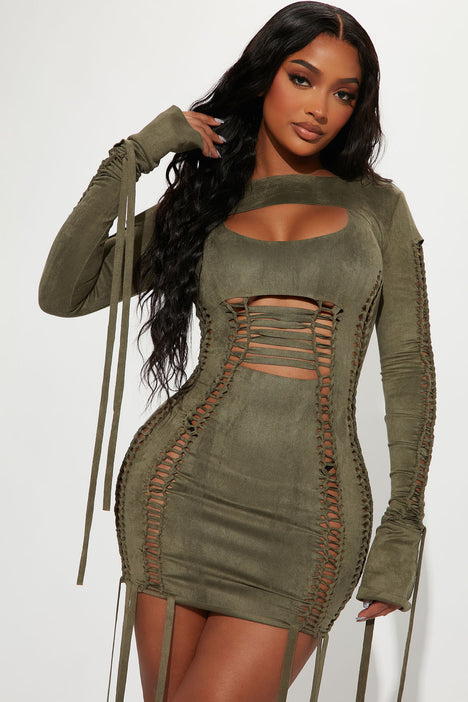 Fashion nova olive green dress top