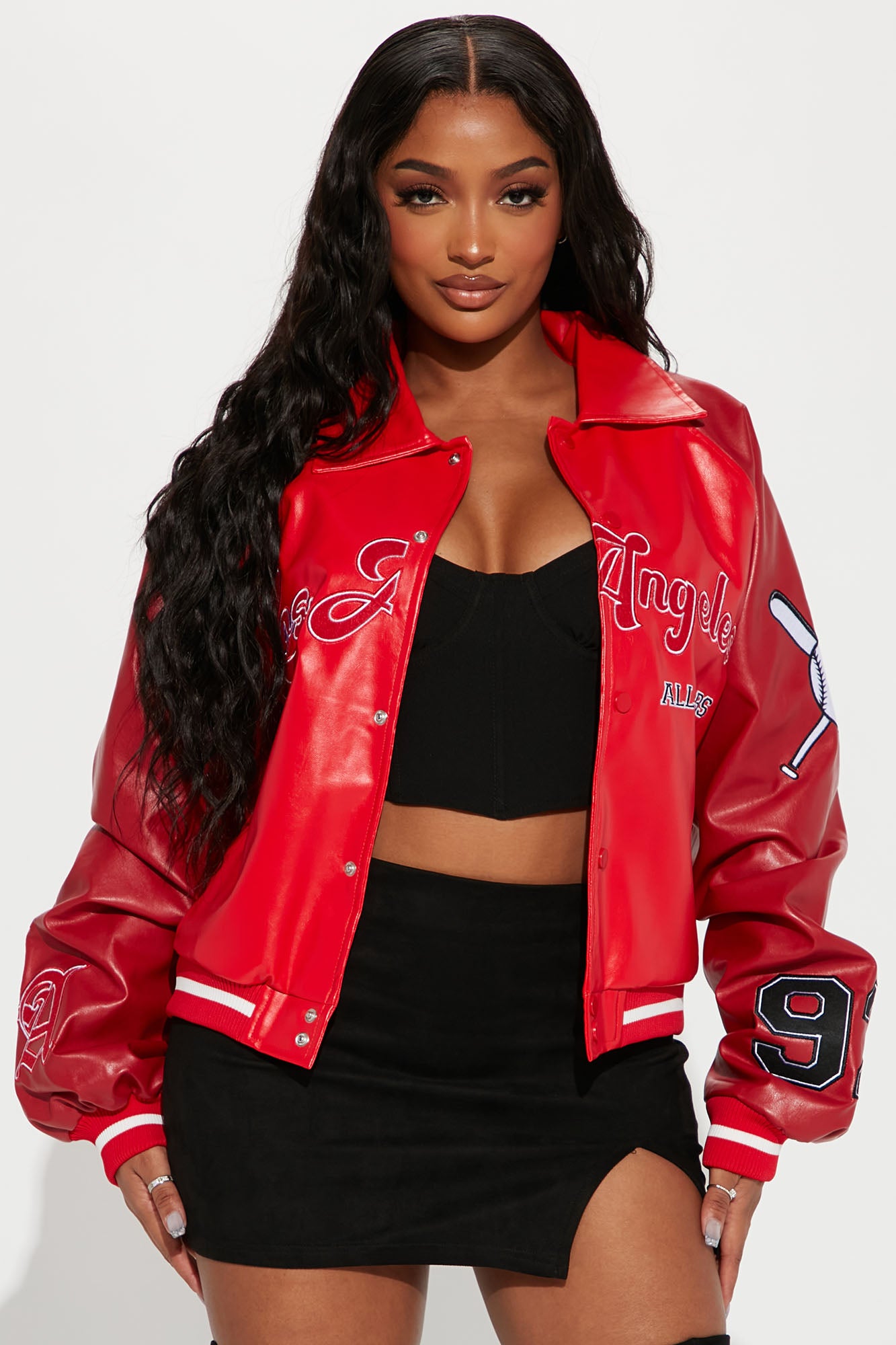 Women red bomber jacket hot sale