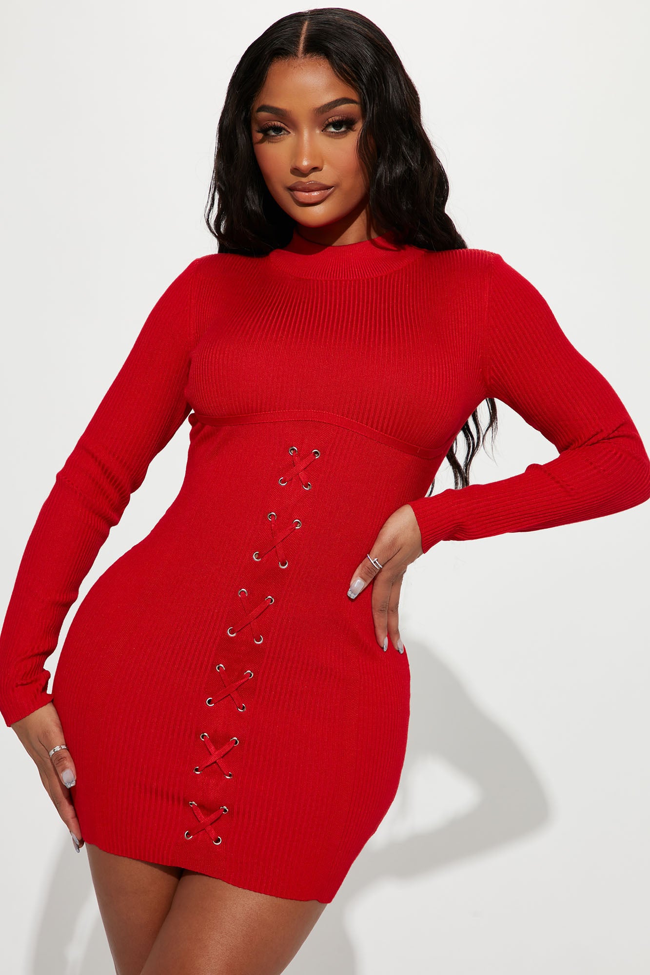 Izabella Sweater Mini Dress Red Fashion Nova Dresses