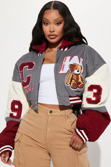 Teddy bomber sales jacket with hood