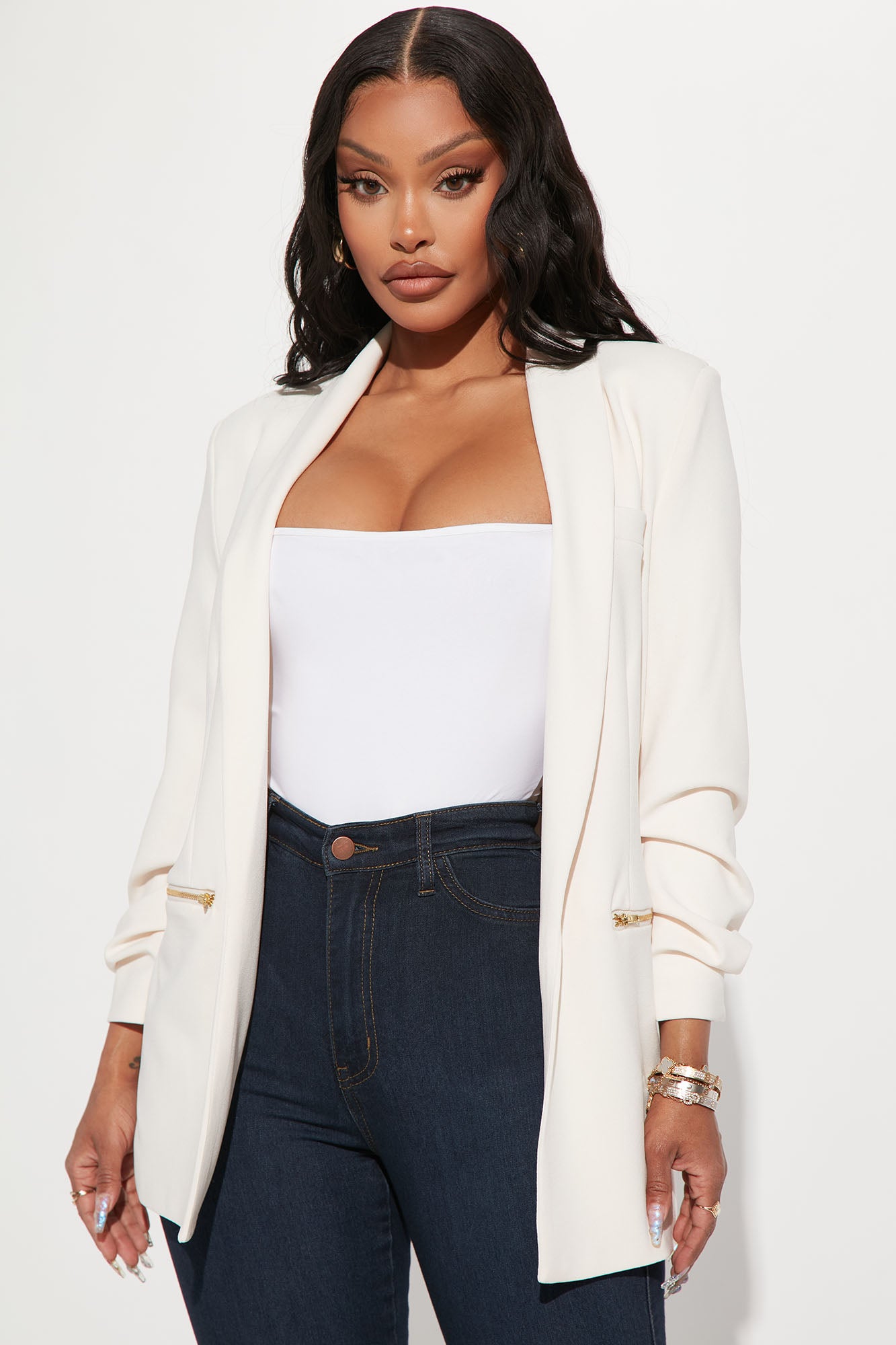 Cream on sale longline blazer