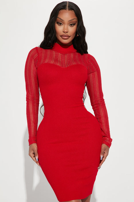Sophie Sweater Midi Dress Red