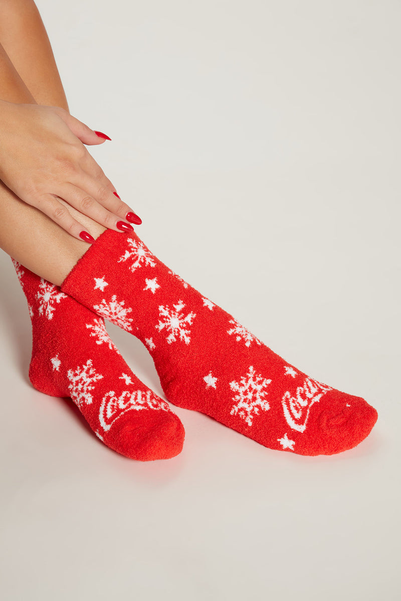 Coca Cola 2 Pack Fuzzy Socks - Red/combo | Fashion Nova, Accessories ...